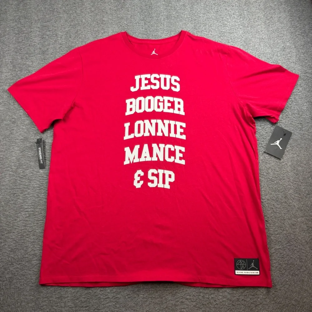Jordan T-Shirt Men's XXL Red Jesus Booger Lonnie Mance Sip Graphic AR0053-687